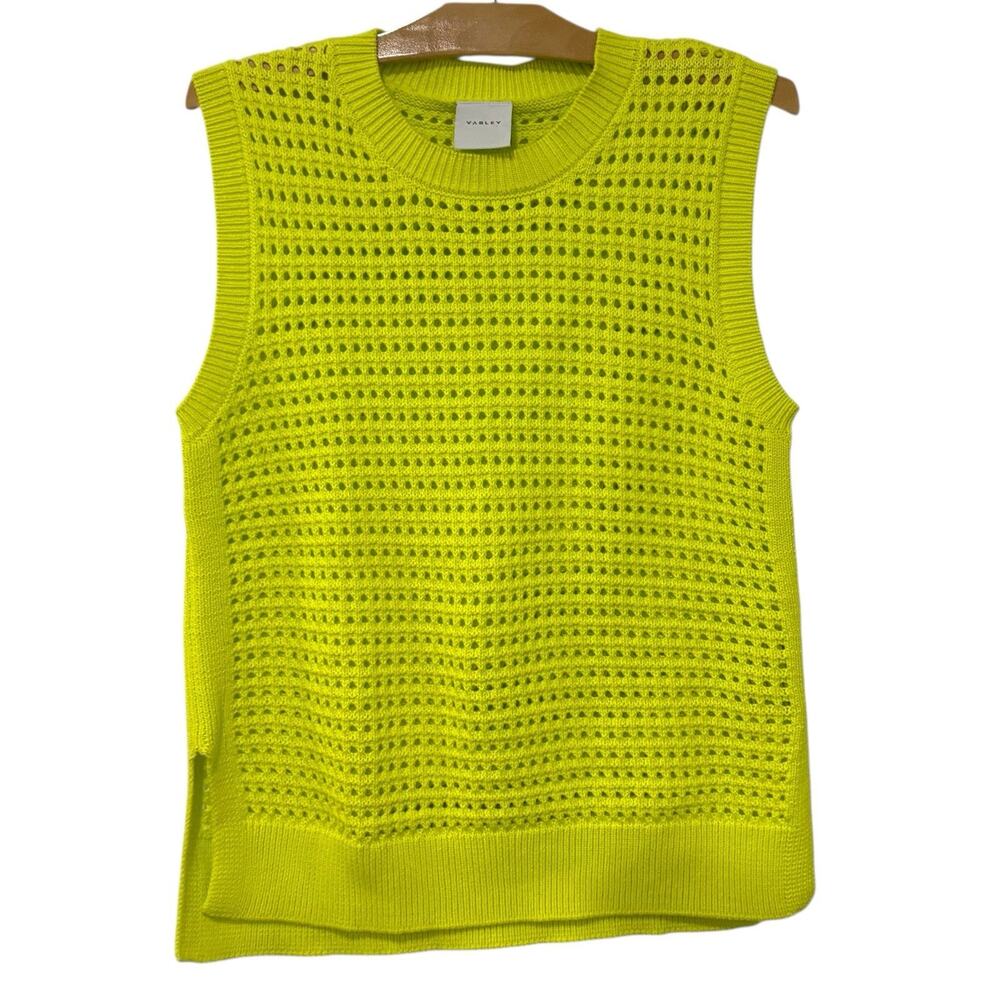 Varley | Tank Sweater Open Knit Darin Longline Yellow Cotton Year Round- Medium